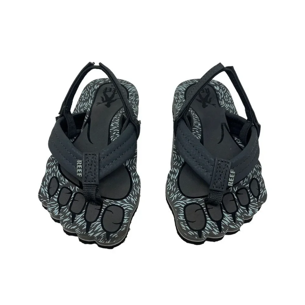Reef Little Reef Creatures Kids Grey Flip-Flop Sandals Kids Size 7/8 Big Foot